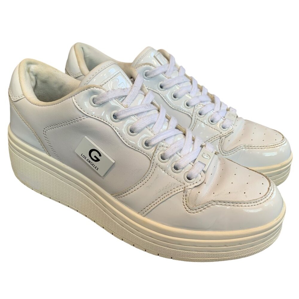G by Guess Platform Sneakers Size 8 All White Chunky Shoes Rigster8